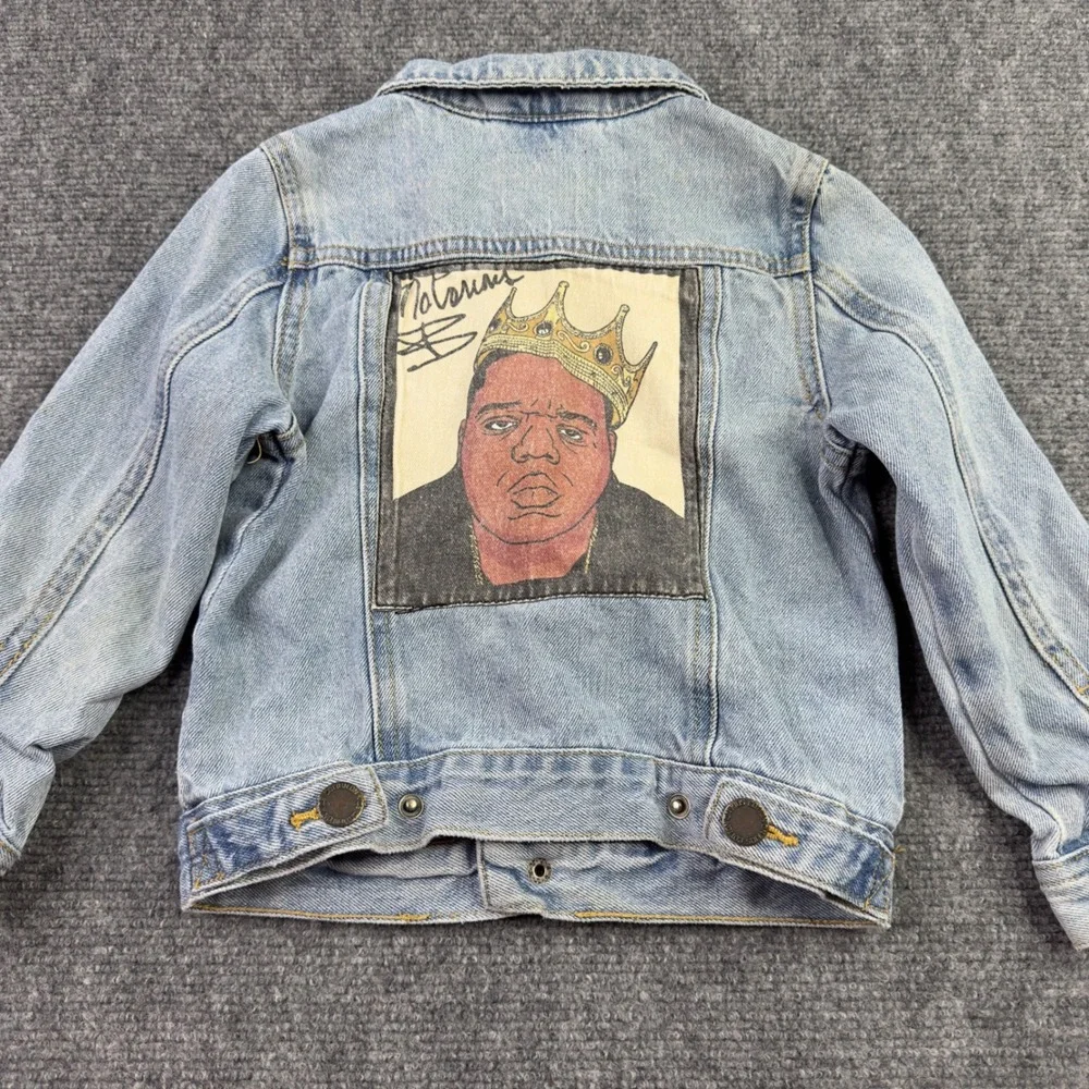 Cotton On Kids Notorious BIG Denim Jacket 3-4 Snap Button Hip Hip Rap Streetwear